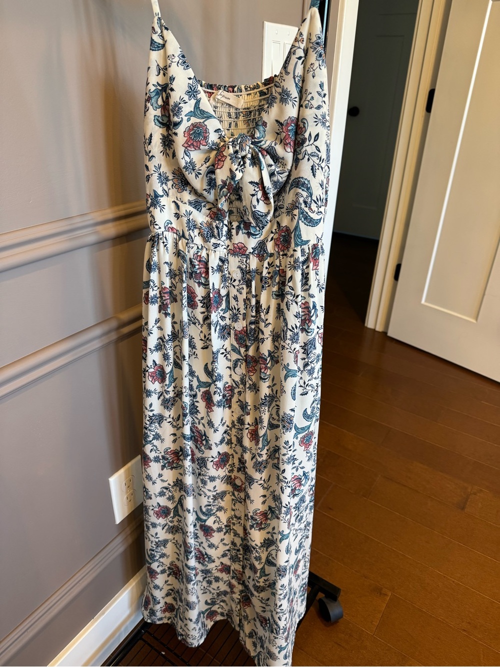 Soprano Cream Floral Maxi Dress with Blue and Pink Print